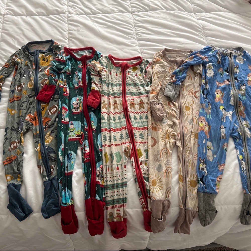 Little Sleepies Festive Baby Onesies - Red, Green, White